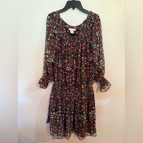 Sundance women’s size small Multicolor Floral Smocked Flowy fall Dress boho - Picture 1 of 4